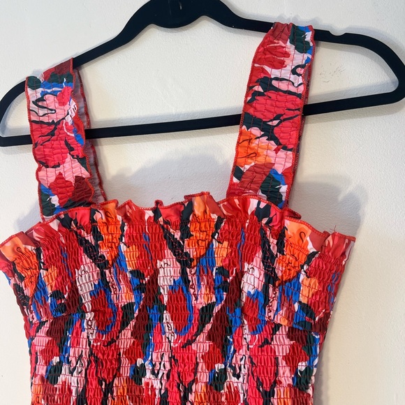 Colorful Floral Pleated Midi Dress - One Size (Best fits S/M) - Picture 3 of 3